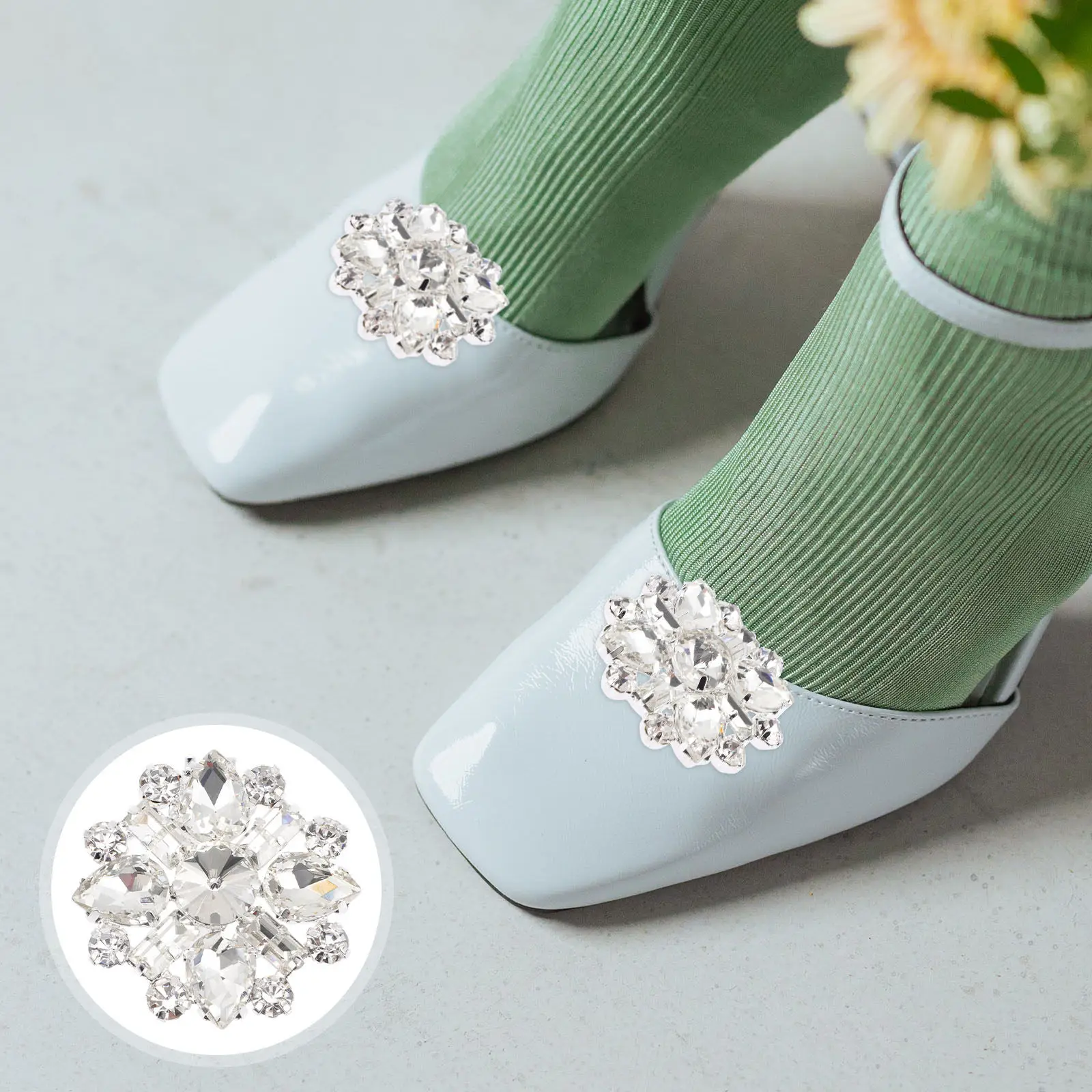 

1 пара премиальных клипсов для обуви со стразами, модные хрустальные пряжки для свадебной обуви, для самостоятельного украшения сандалий, туфель, свадебных и праздничных нарядов