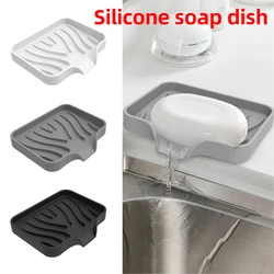 Silicone Soap Tray Self-Draining Soap Pad Multifunctional No-Punch Sink Tray Storage Rack for Bathroom and Kitchen Supplies