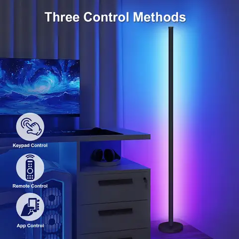 RGB Floor Lamp RGB Corner Floor Lamp Bluetooth Bedroom Ambient Lighting Scandinavian Style Color Changing Dimmable Soft Lighting