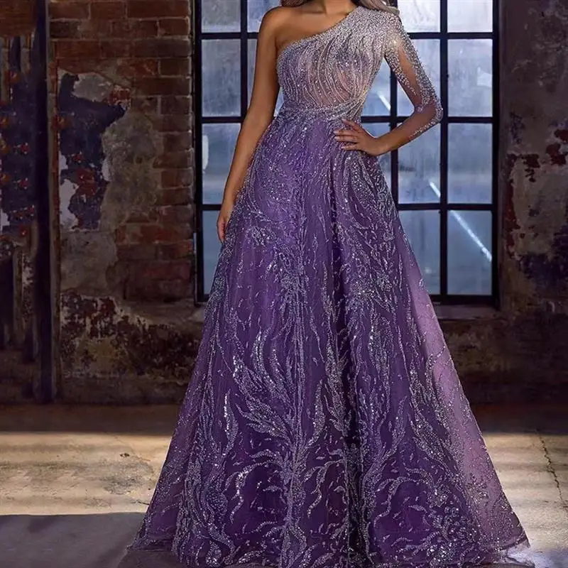 

Весна-лето, новое женское длинное платье 2024, трансграничное золотое посыпчатое вечернее платье с разрезом и разрезом, облегающее вечернее платье