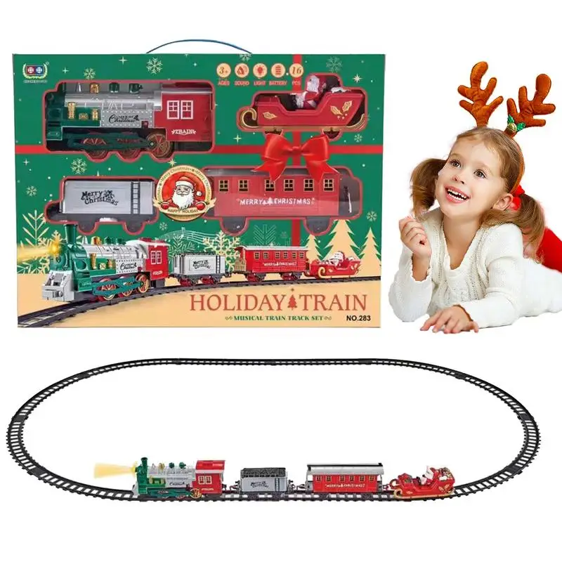 Locomotive Train Toy Rail Train Model with Front Light and Sound Improve Hand-Eye Coordination Toy Model with Train Carriage