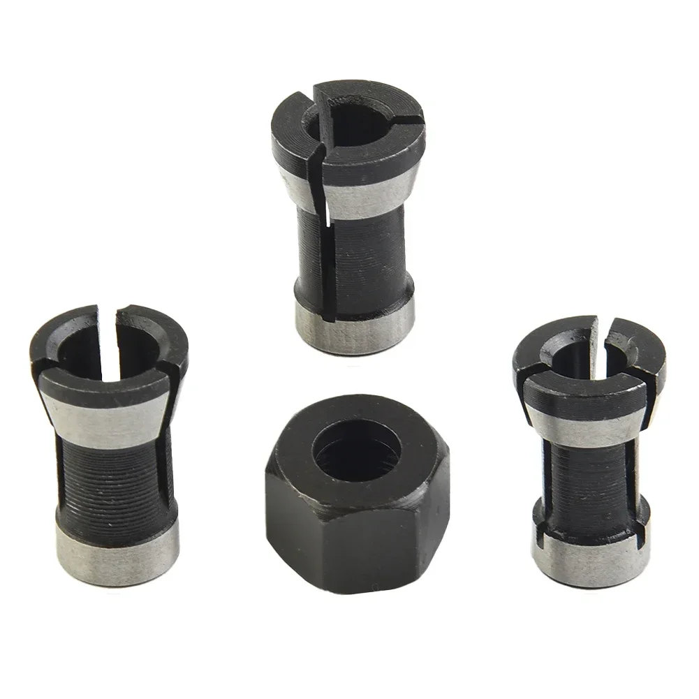 Unique Woodworking Cutter Woodworking Accessories 6/6.35/8mm Collet Carbon Steel Chuck Accessories M15 Screw Nut Power Tool