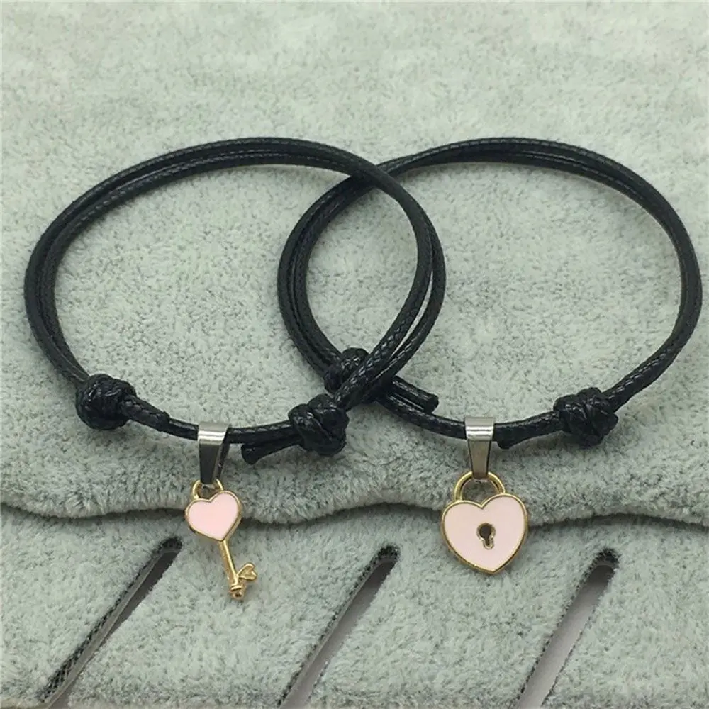 Trendy For Women Wish Lucky Key Heart String Charm Daughter Rope Lock Bracelets Fashion Accessories Bangles Jewelry