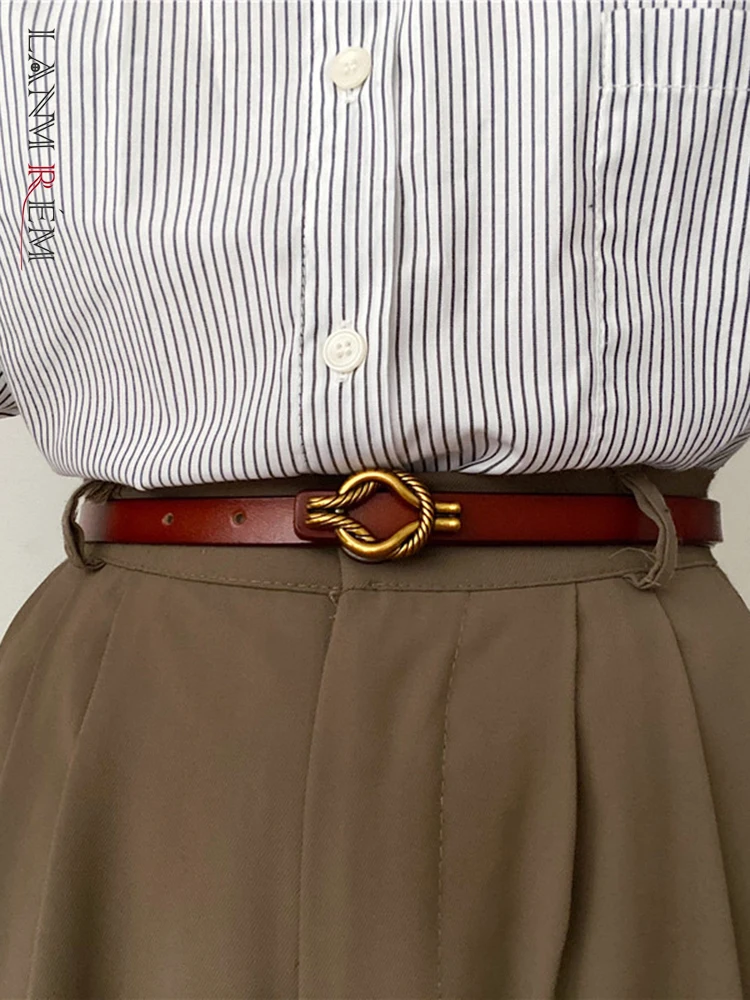 

[LANMREM] Real Leather Small Belt Women's Versatile Ins Style High-end Retro Pants Belt With Skirt Jeans Belts 2025 Trend New