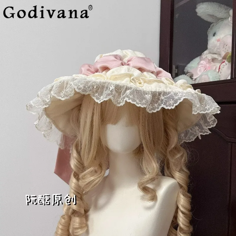 chapeau-lolita-style-poupee-original-japonais-doux-et-mignon-polyvalent-style-poupee-nœud-garniture-en-dentelle-chapeau-decoratif