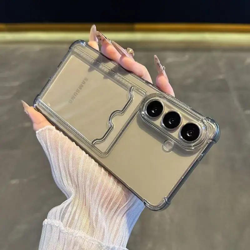 Für Samsung Galaxy S26 S25 S24 S23 S22 S21 Ultra Plus S20 FE Edge Stoßfeste Klare Handyhülle mit Kartenfach – Detail 2