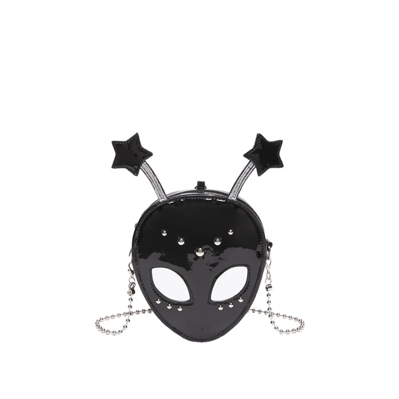 

Alien Pattern Shoulder Bag PU Leather Halloween Purse for Women Chain Crossbody Messenger Bag Chic Purse