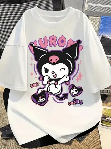 2025 Summer Fashion Casual Sanrio Pattern T-shirt Fashion Casual Top Plus Size Harajuku College Style Women's Clothing