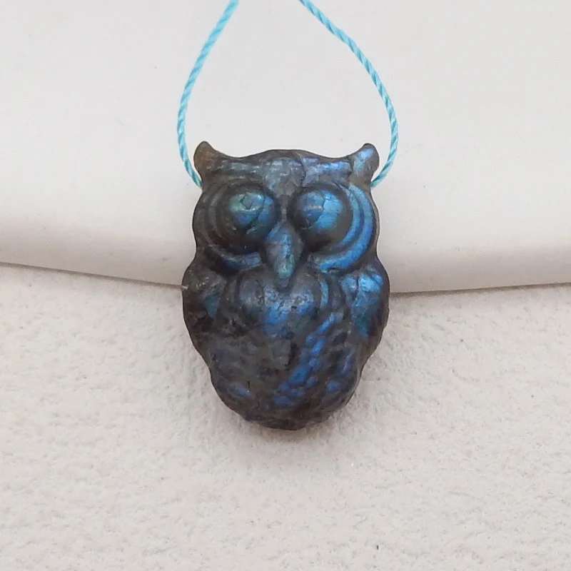 Natural Gemstone Labradorite Carved Owl Pendant Bead For Womens,For Jewelry DIY Making Charm Gift Accessories