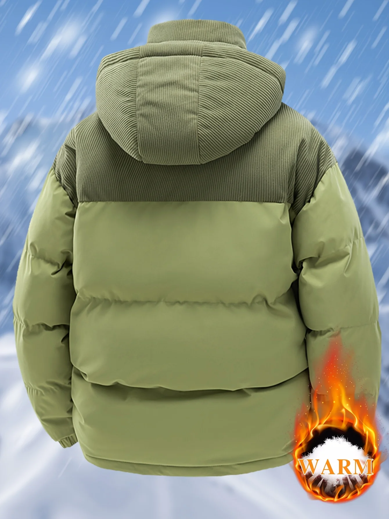 

Мужская прочная зимняя куртка — пальто с капюшоном на молнии и карманами на молнии, неэластичная ткань для холодной погоды