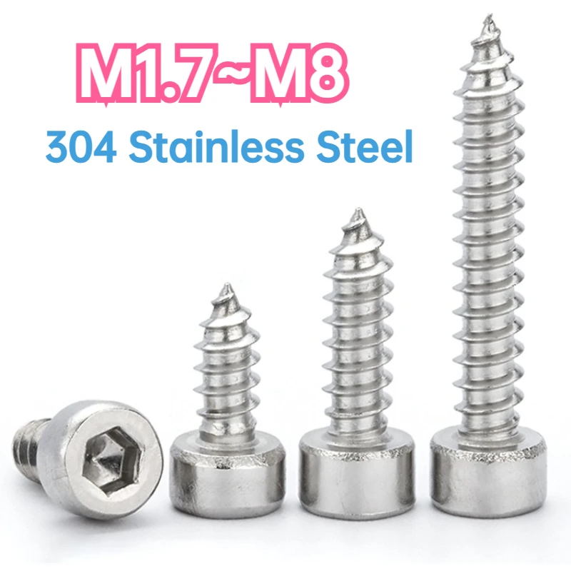 M1.7 M2 M2.3 M2.5 M3M3.5M4M5M6M8 Саморезы с шестигранной головкой и шестигранной головкой из нержавеющей стали 304 для динамика