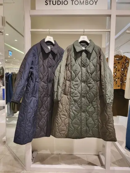 

2025 New Korean Style Long Diamond Pattern Women's Cotton Jacket Straight Cut Commute Style 91%-95% Cotton Long Sleeve C...