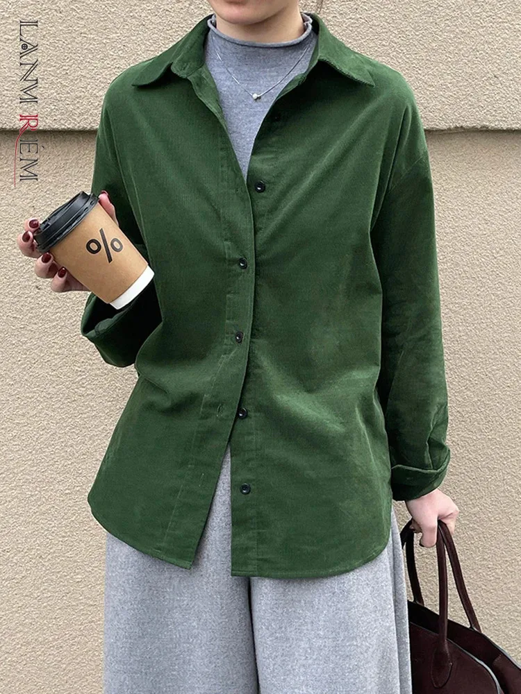 

[LANMREM] Office Lady Shirt Women's Lapel Single Breasted Long Sleeve Elegant Female Fit Blouses Fashion 2025 Spring New 26C1505