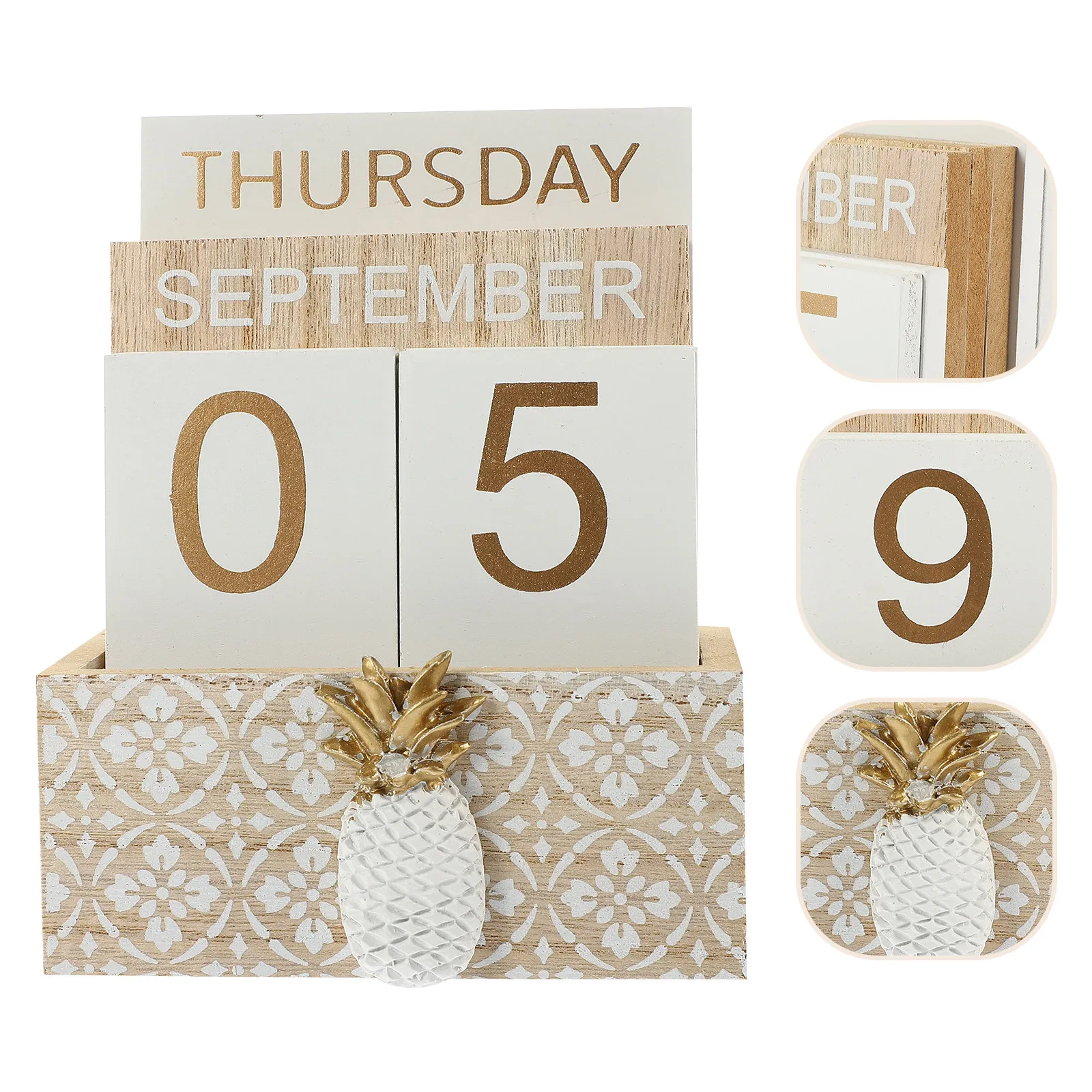 

Rustic Wood Block Calendar Manual Date Change Perpetual Desktop Calendar for Schools Offices Homes Hotels Shops Chic Decor