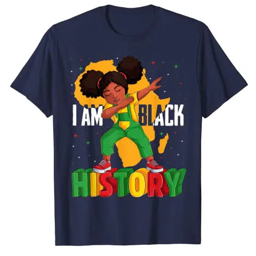 I Am Black History Kids Girls Women Black History Month T-Shirt Boy Men Black-Proud Graphic Tee Top Afro American Melanin Outfit