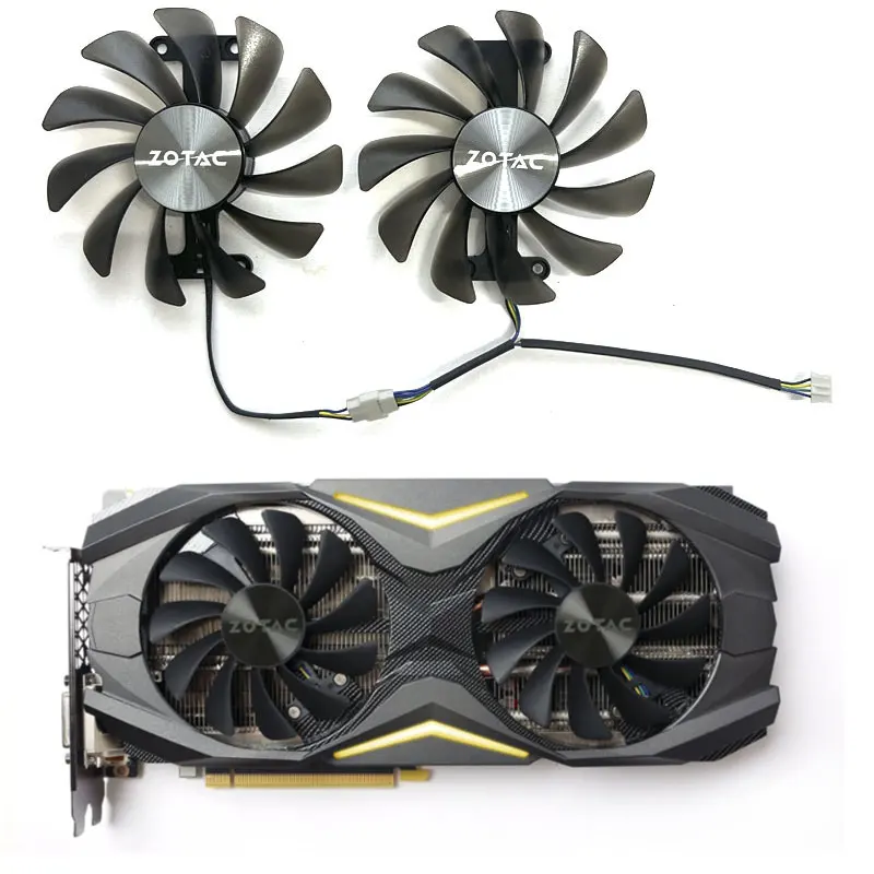 2 fans Zotac GeForce GTX1070 1080 8GB AMP new graphics card replacement fan