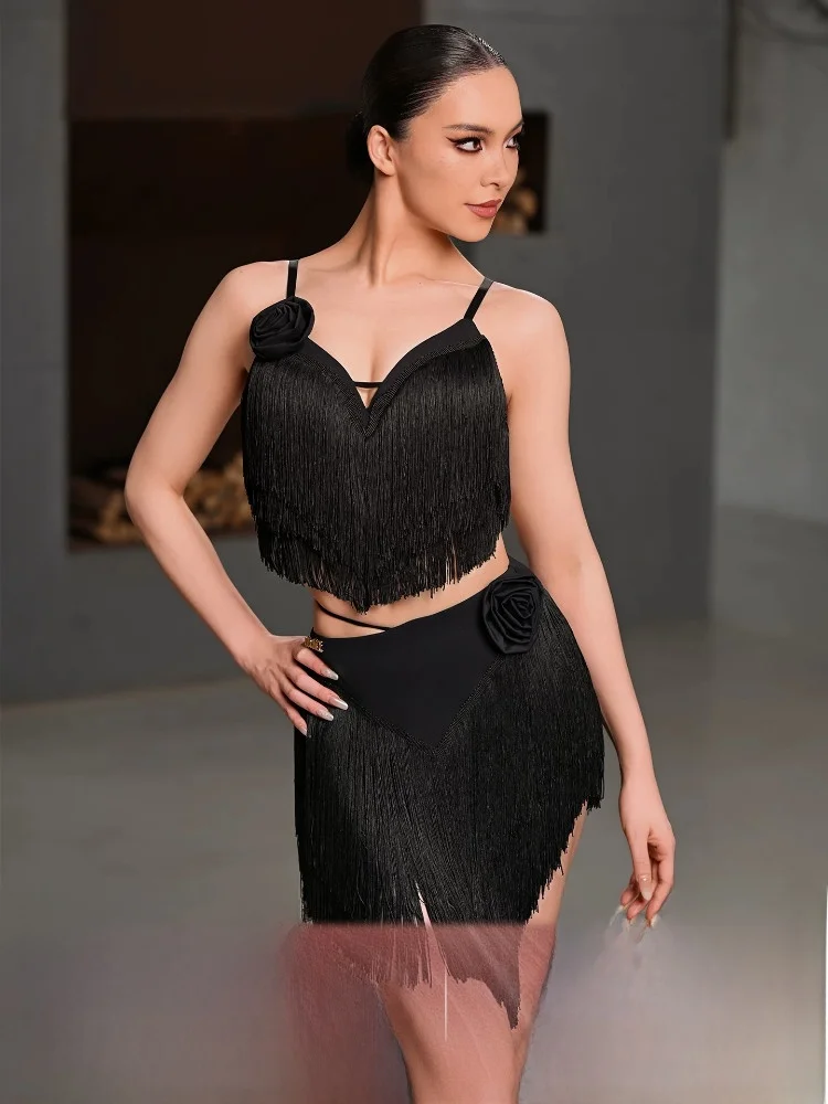 jupe-de-danse-latine-udance-pour-femme-adulte-jupe-a-franges-uniforme-d'entrainement-vetements-de-danse-respirants-ete-fines-elasticite-moyenne