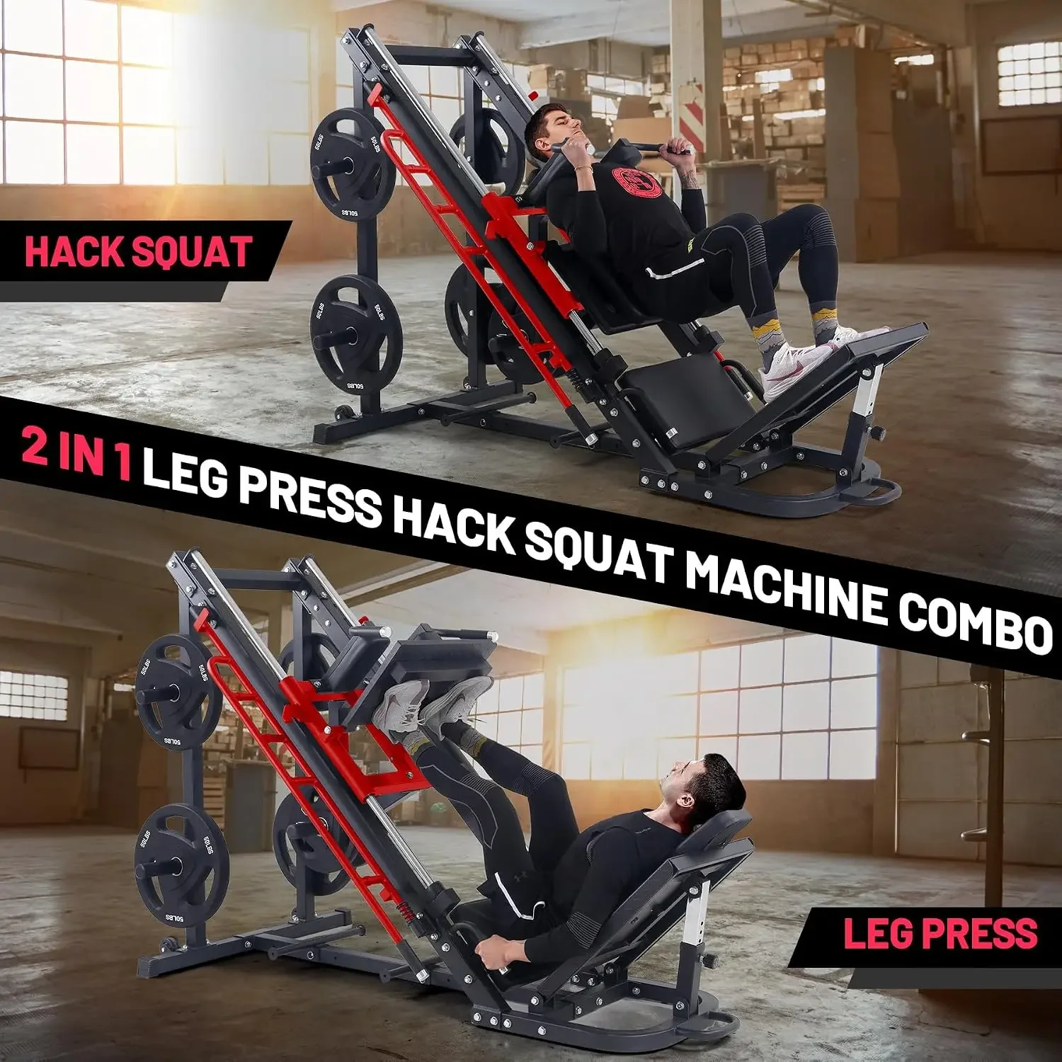 Garvee Leg Press Hack Squat Machine, 2 in 1 Leg Press Machine for Home Gym with Linear Bearing, Specialty Hack Squat Machine with Calf Block for Full Lower Body Workout