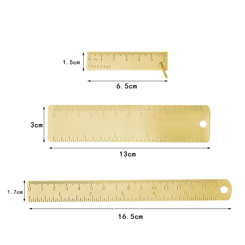 Vintage Metal Brass Straight Ruler 6/12/15cm Metal Scale Measuring Tools Painting Drawing Kit Bookmark Copper Ruler