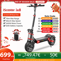 iScooter iX8 Electric Scooter 2400W 20Ah Scooter Dual Motor 12inch Anti-skid Off Road Pneumatic Tire 70km Range 60km/h eScooter