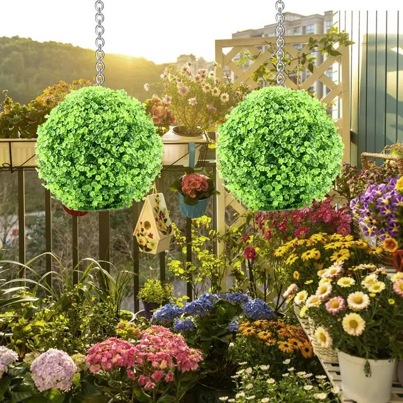 Artificial Topiary Ball Greenery Sphere Centella Ball Plant Topiary Ball UV Resistant Plant Topiary Sphere Decorative Balls For