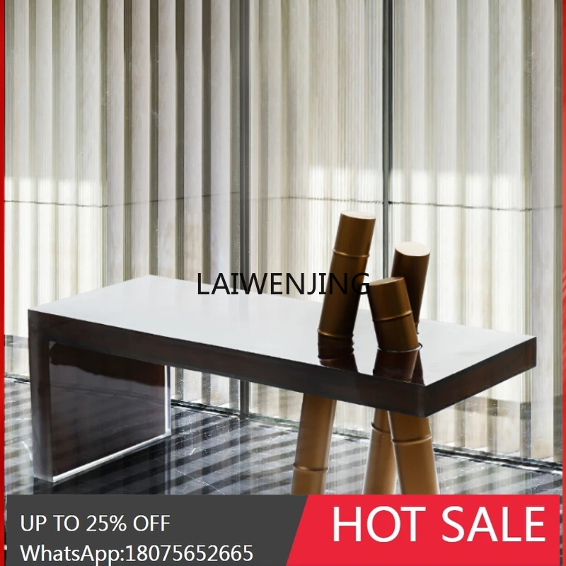 Transparent resin solid wood hotel sales office aisle bench metal bamboo ornament