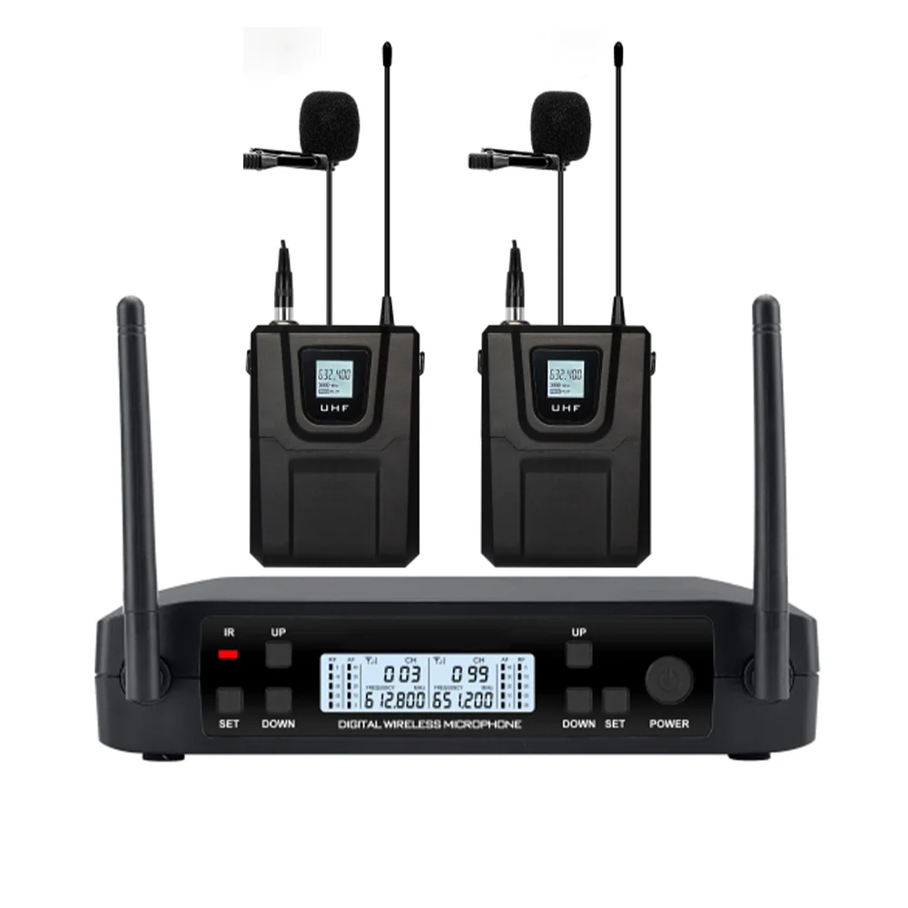 UHF Professional Wireless Microphones Handheld Lavalier Headset Adjustable Frequency for Performances