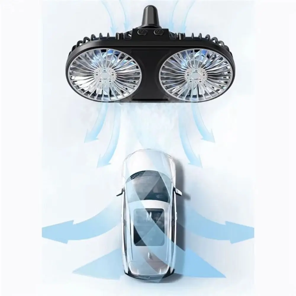 Portable 5 V Mini Fan 360° Rotating Dual-Head Auto Electric Fan Low Noise 3 Gear Car Cooler Dashboard