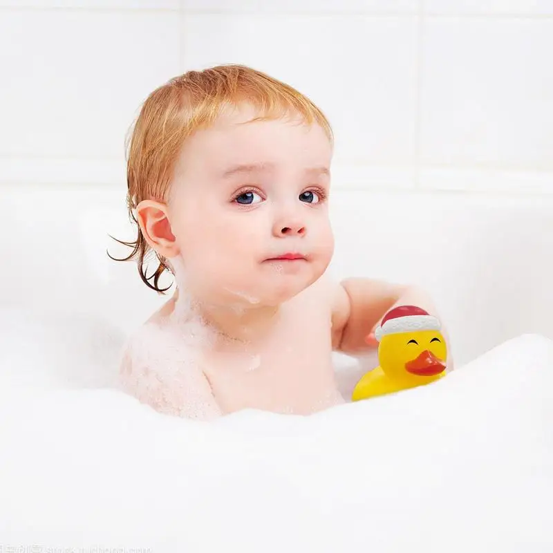 Baby Christmas Ducks Toys Kids Shower Bath Toy Float Squeaky Sound Duck Funny Swimming Water Play Game Gift For Children