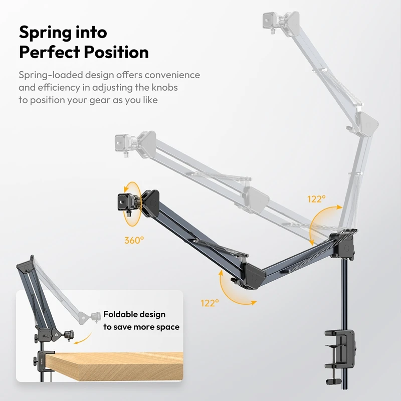 Ulanzi TH04 Overhead Camera Mount Microphone Stand Detachable C-clamp 2KG Load for Camera Microphone Softbox for Uka F38 Arca