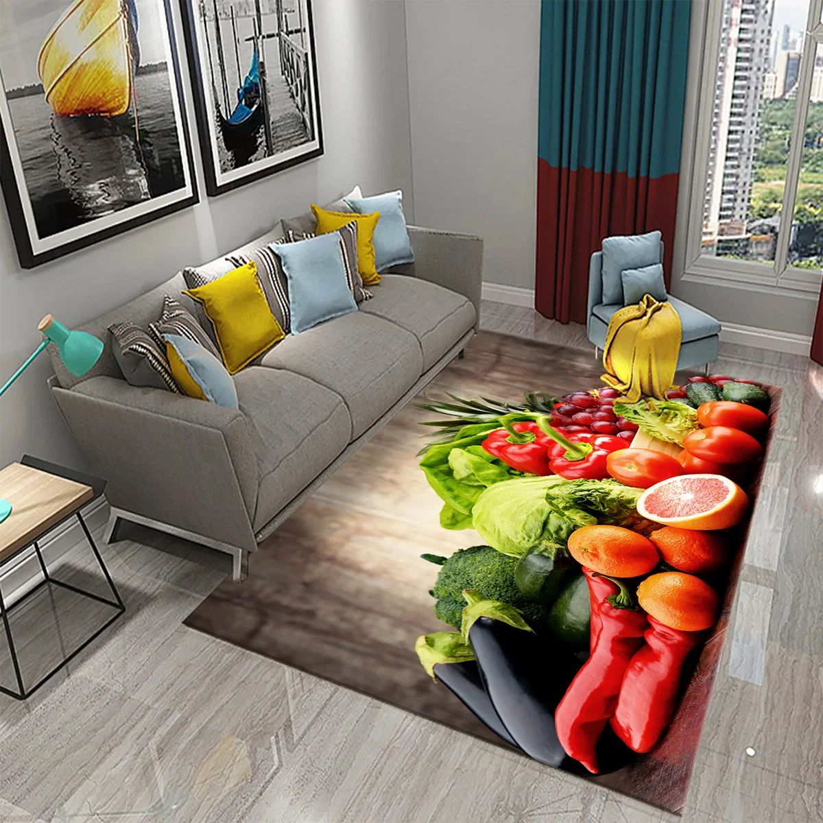 Vegetable Food Theme Carpet Doormat for Bedroom Kitchen Home Floor Decor Living Room Carpet Hallway Bathroom Anti-slip Area Rug