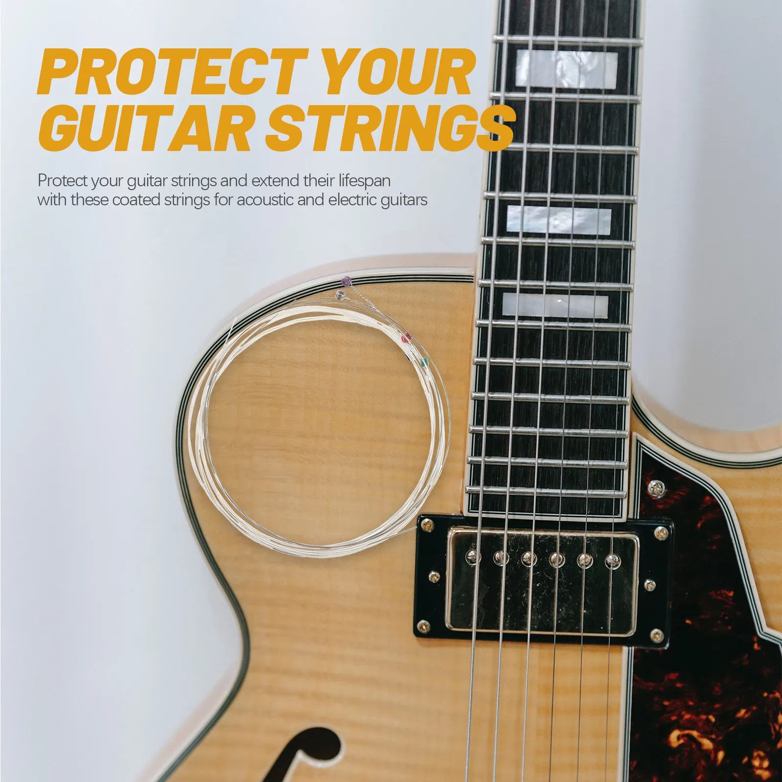 6Pcs Phosphor Bronze Guitar Strings Electric Acoustic Compatible Coated Strings for Folk Guitar Fingerstyle Playing Heavy