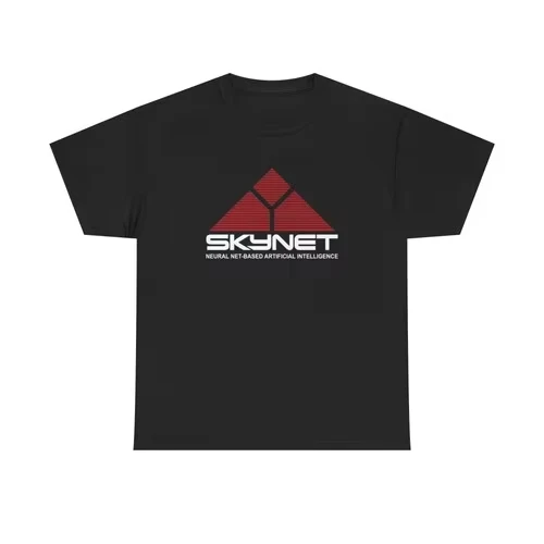2026 New Unisex Sci‑Fi Graphic T‑Shirt Skynet AI Tech Triangle Logo Front Print Short Sleeve Oversized Street Tee Tops