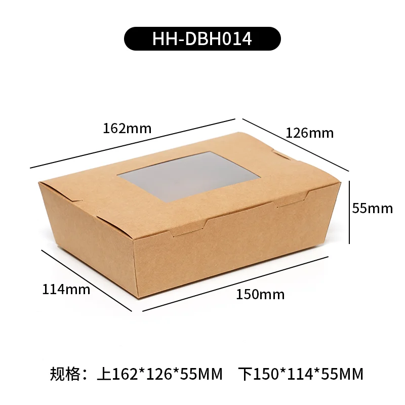 Clear View Kraft Paper Bakery Boxes with PET Window, Multi Size Food Grade Stackable Foldable Containers for Snack Cake Takeout