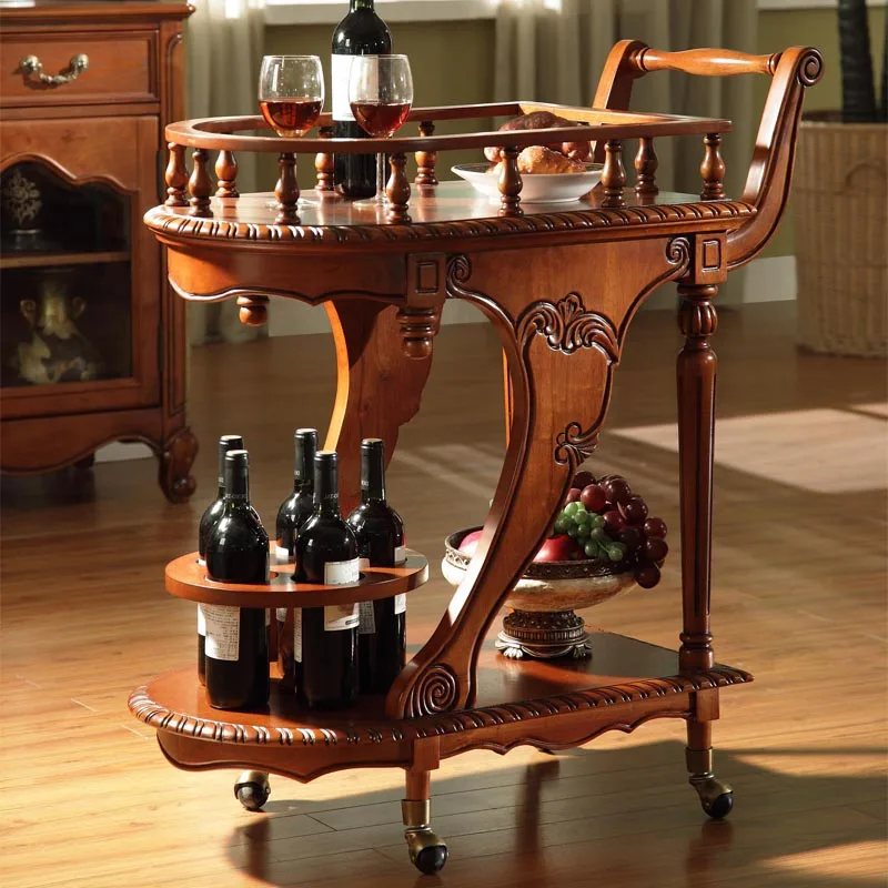 European storage small dining car hotel tea cart kitchen mobile trolley