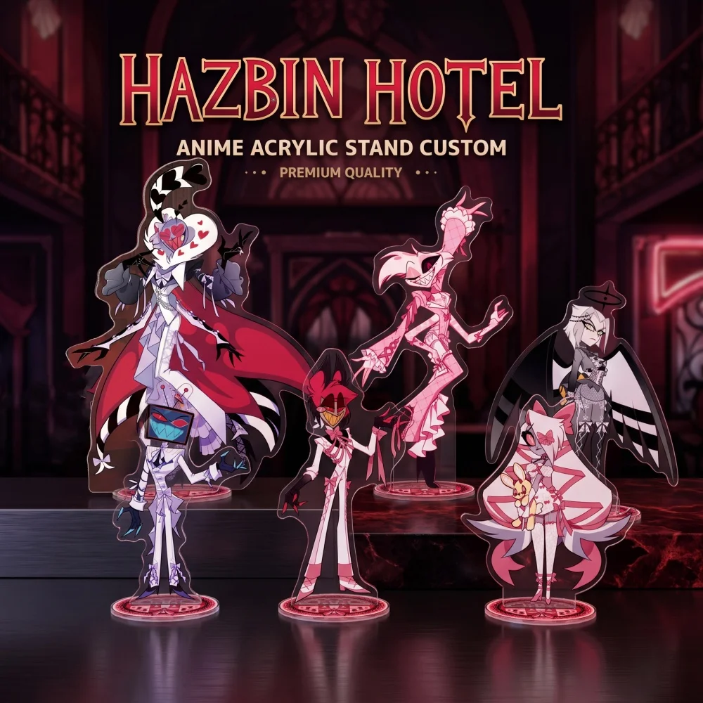 Hazbin Hotel Acrylic Stand Keychain Charlie Morningstar Vaggie Angel Dust Alastor Custom Pattern Desktop Decor