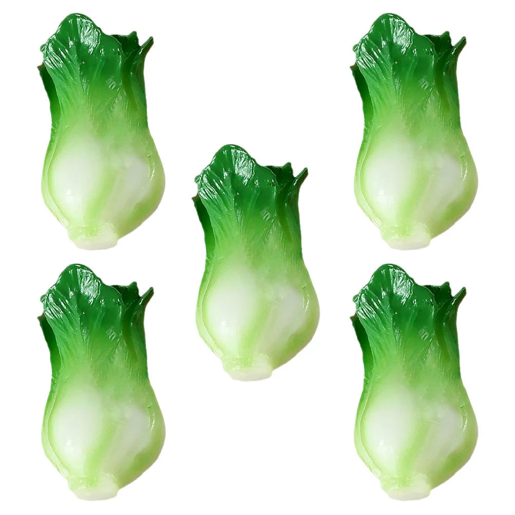 5 Pcs Simulated Vegetable Model House Mini Decor Food Artificial Miniature Green Vegetables Fake Models Resin