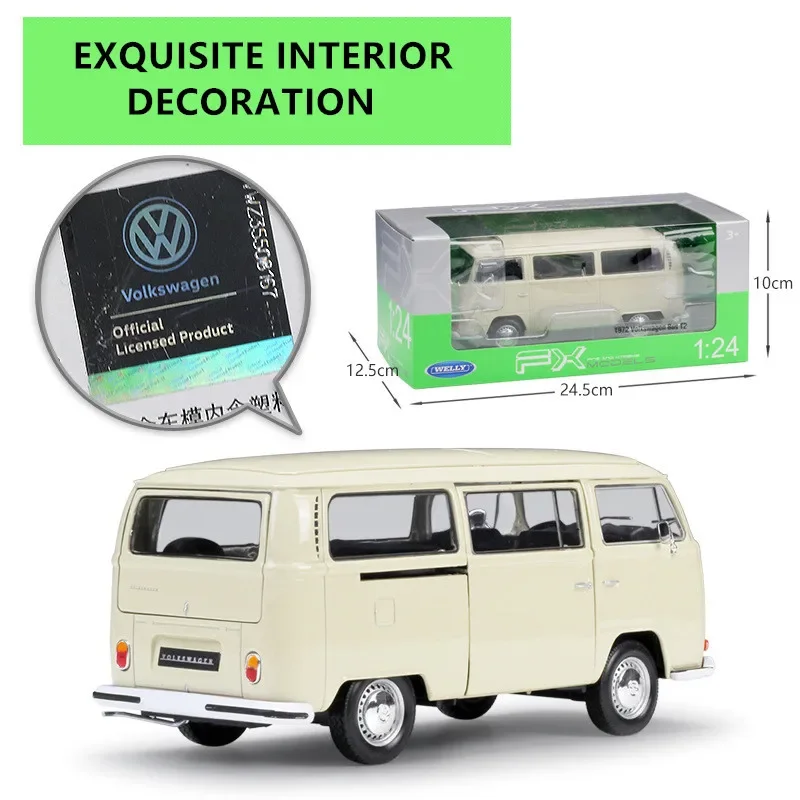 WELLY 1:24 Volkswagen 1963 T1 BUS van simulation alloy car model crafts decoration collection toy tools gift