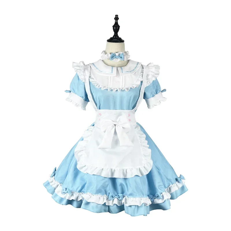 S-5XL Japonais Lolita Tablier Maid Maid Restaurant fur s Uniform Outfits, Anime Cosplay Costume, Blue Sweet Maid Outfit, New