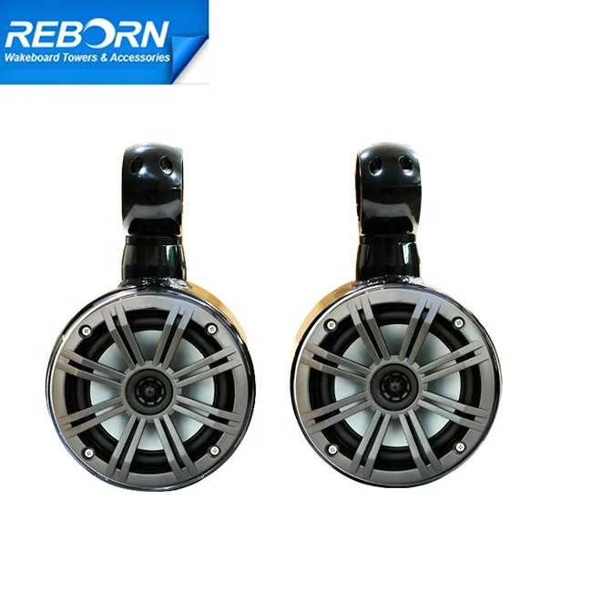 Airow auto Reborn 6 1/2in Waterproof Rotatable Boat Wakeboard Tower Speaker Black Coated Marine Speakers in Pair