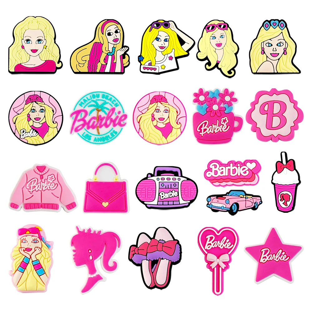 21/27/30 قطعة MINISO باربي الفتيات الأحذية السحر الوردي سلسلة الأحذية مشبك الزينة صالح تسد صندل اكسسوارات فتاة هدايا عيد