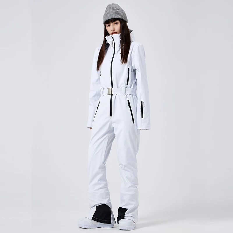 Setelan Ski wanita 2025 dewasa 1 potong Set musim dingin luar ruangan tahan angin kedap air Snowboard pakaian hangat wanita olahraga Ski mantel Hoodie