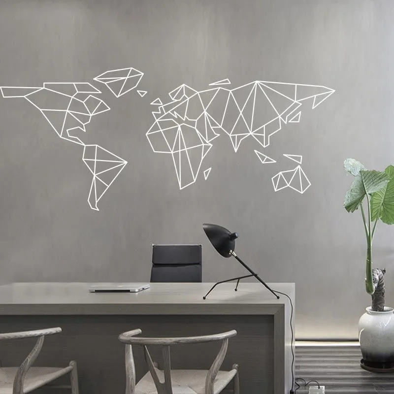

Геометрическая карта мира, стикер на стену, наклейки для декора спальни, аксессуары для декора дома, гостиной, офиса, кофейни, художественное украшение