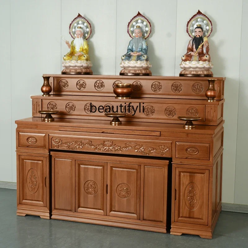 

DD25Offering table Solid wood incense case Household shrine Offering incense table on the shrine Three-layer offering table