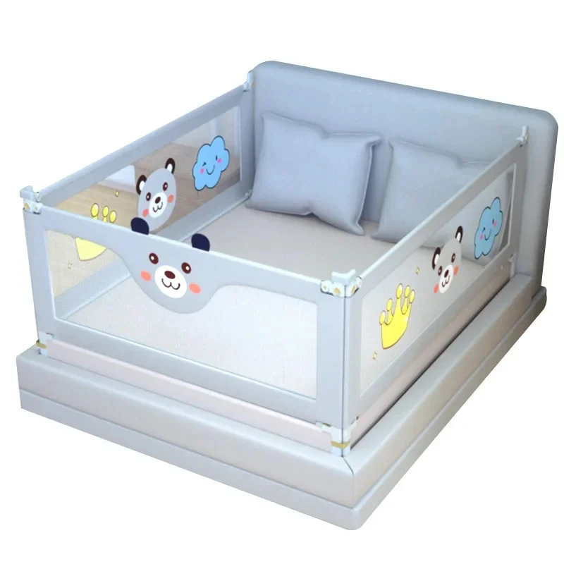 IMBABY Guardrail Adjustable Height Safety Ber Liftable Baby Activity Fence Portable Bed Rail Gray Crib Bumpers