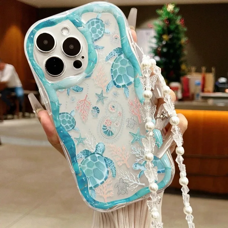 Küstenschildkröten-Handyhülle für iPhone 17 15 13 11 12 14 16 17 Pro Max Plus 17 Hüllen mit Lanyard, stoßfeste Silikonhülle – Detail 6