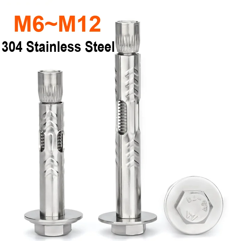 M6 M8 M10 M12 304 Stainless Steel External Hex Expansion Screw Sleeve Concrete Anchor Built-in Tension Hexagon Bolts