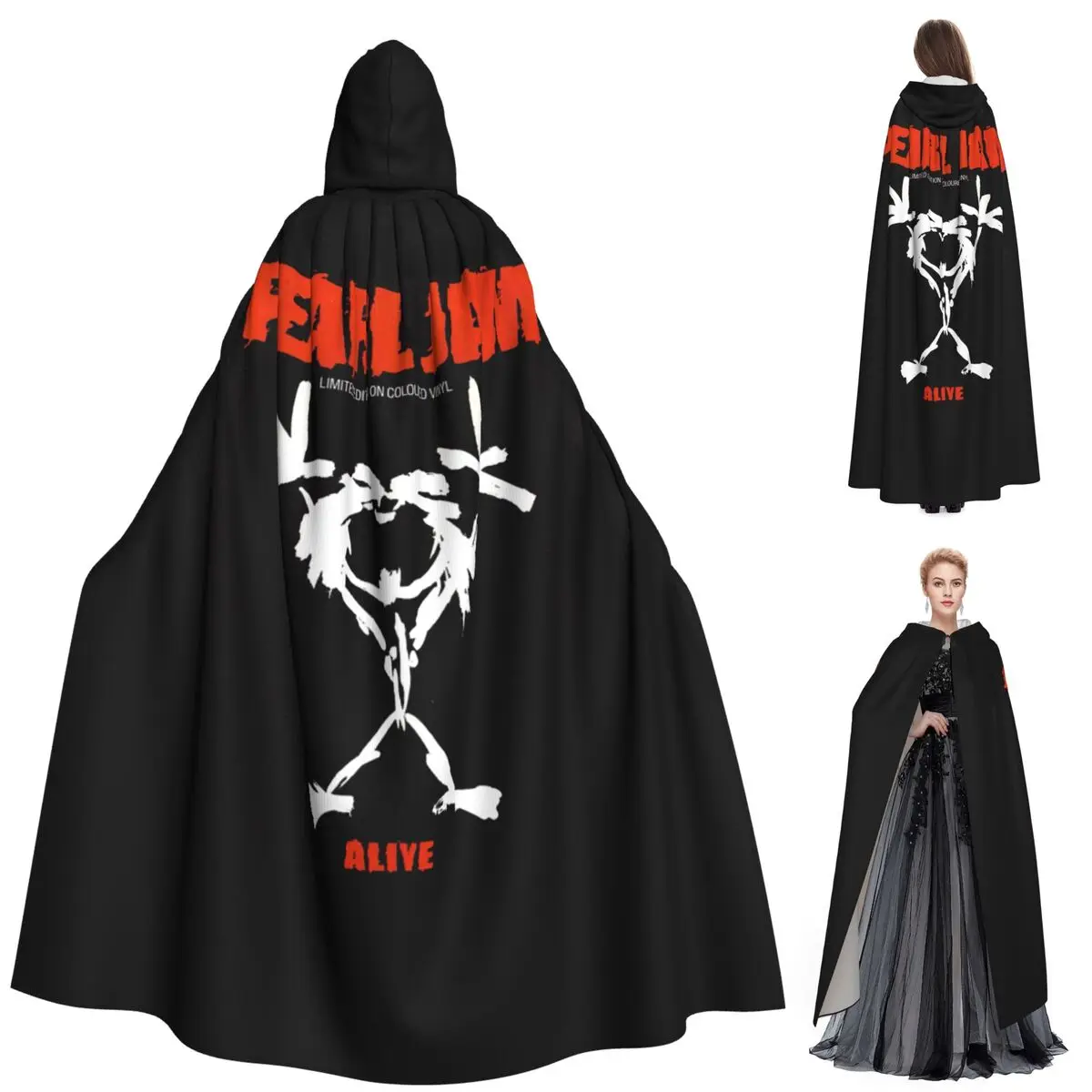 

Длинный плащ с капюшоном Live Pearls Jam, средневековый костюм ведьмы, накидка для косплея, накидка на Хэллоуин, вечеринка для взрослых, унисекс