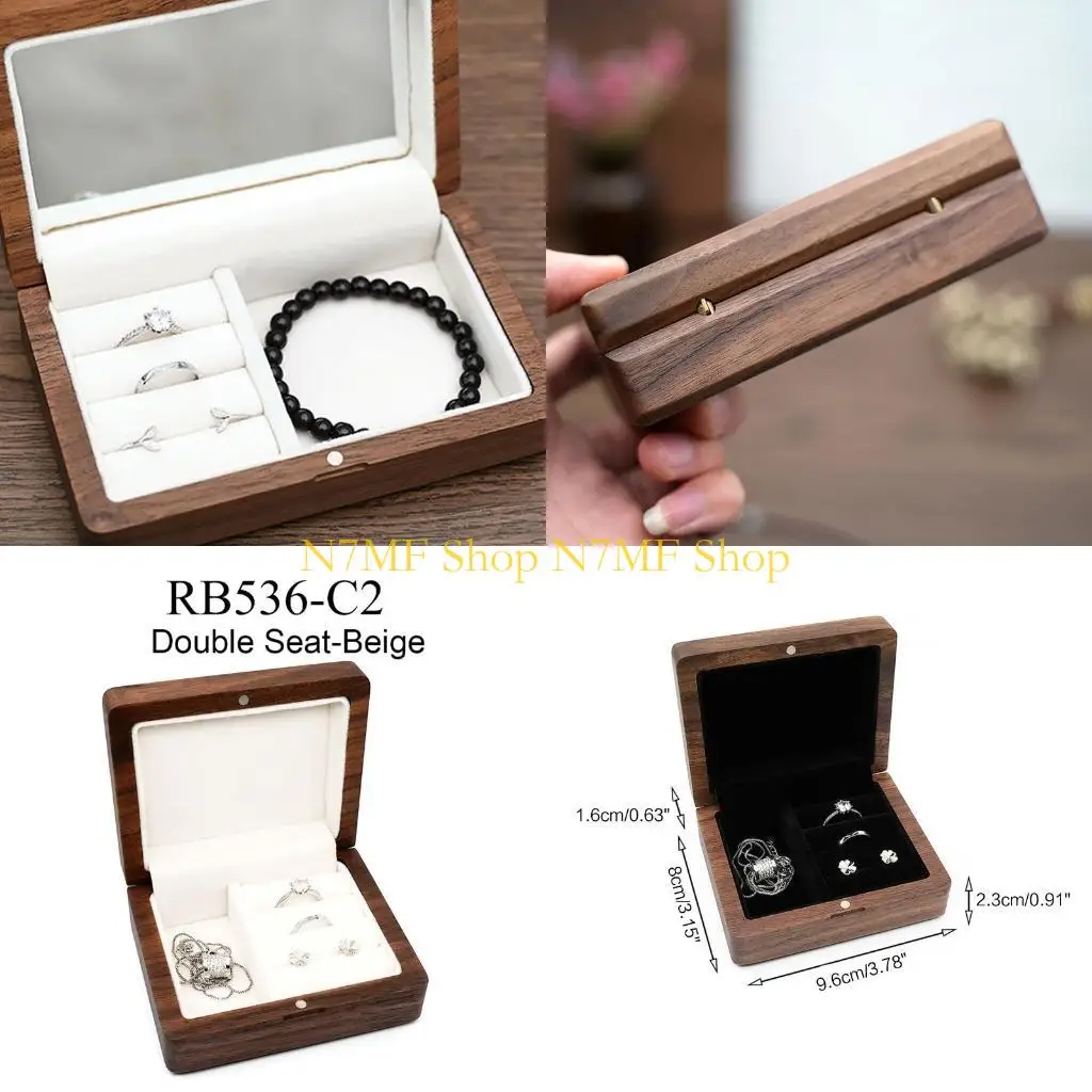 

N7MF Wooden Jewelry Boxes Small for Case with Flannel Lining Men's Gif