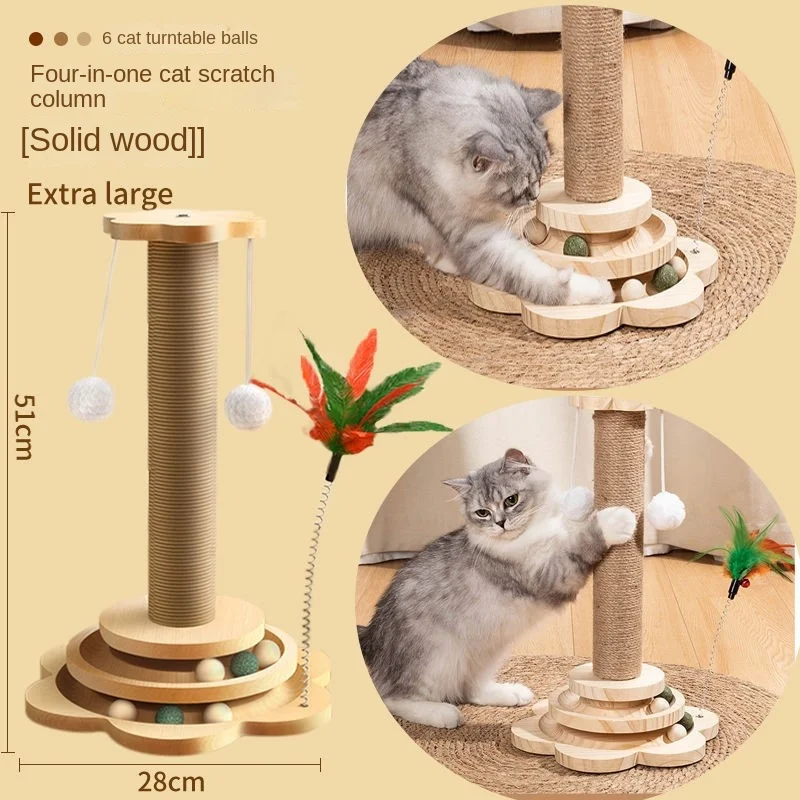 Cat Toy Climbing Frame Rotary Table Grab Plate Wear-Resistant Sisal Material Teaser Stick  Drop-shippingto Relieve Boredom